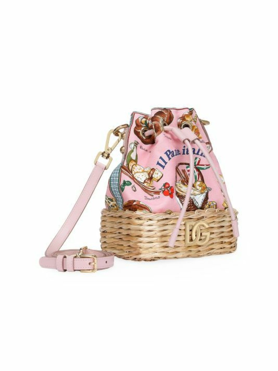 Handbags * | Dolce&Gabbana Canvas & Raffia Bucket Bag