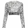 Women'S Clothing * | Dolce&Gabbana Zebra Cropped Sequin-Embroidered Top