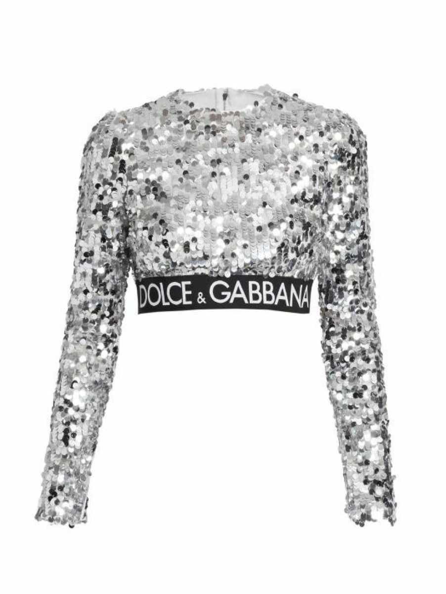 Women'S Clothing * | Dolce&Gabbana Zebra Cropped Sequin-Embroidered Top