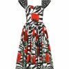 Women'S Clothing * | Dolce&Gabbana Poppy & Zebra-Print Fit-&-Flare Dress