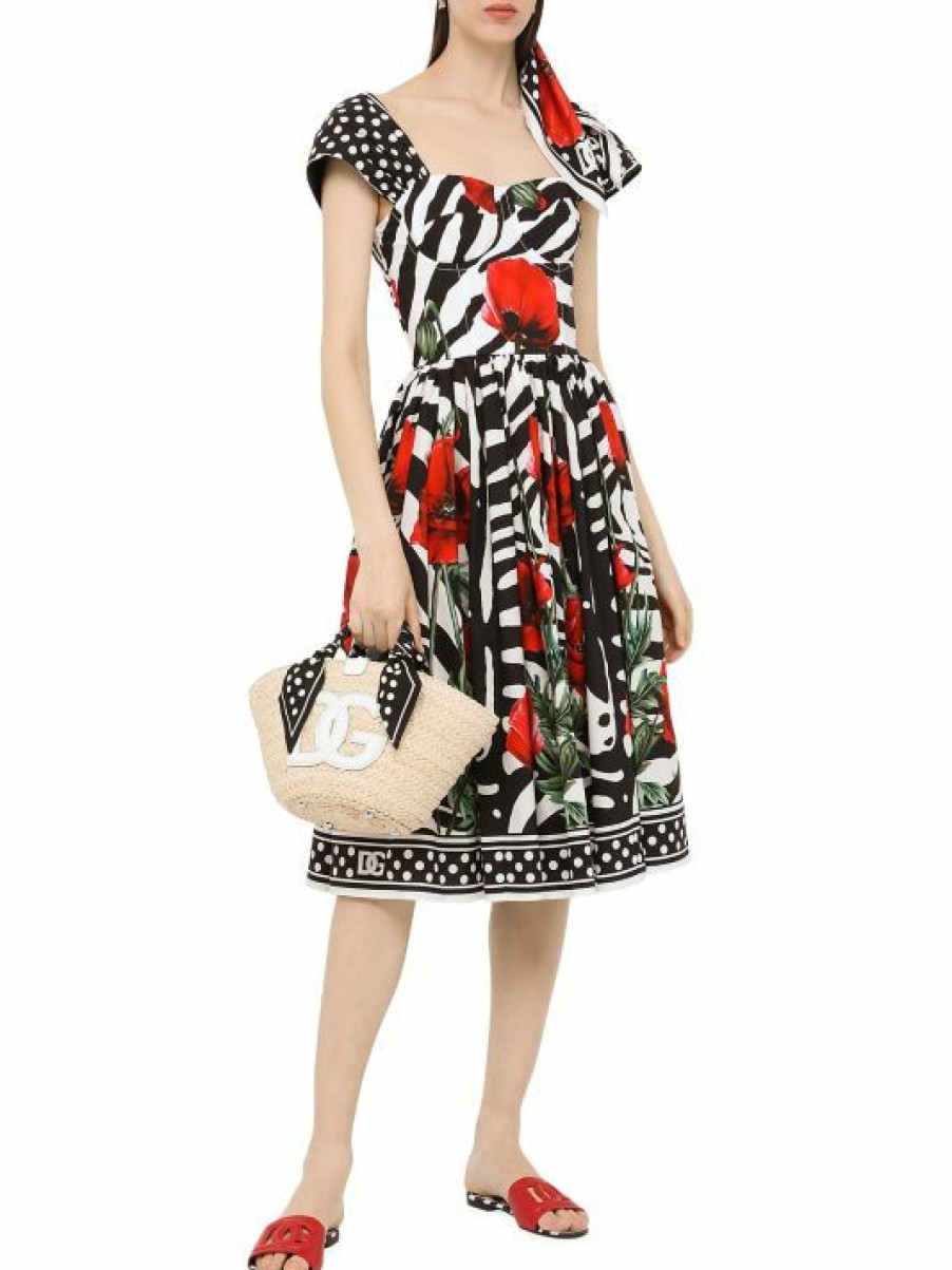 Women'S Clothing * | Dolce&Gabbana Poppy & Zebra-Print Fit-&-Flare Dress