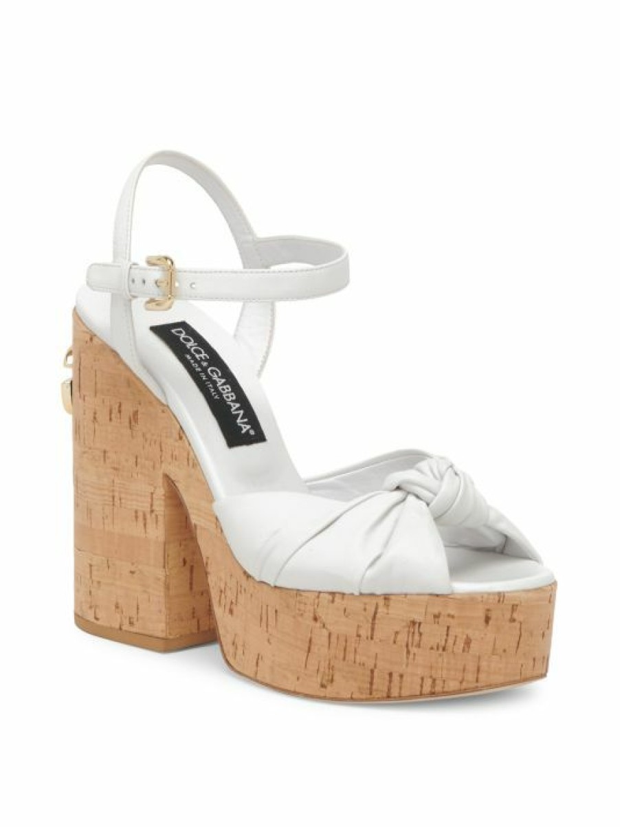 Men * | Dolce&Gabbana Keira Leather Platform Ankle-Strap Sandals