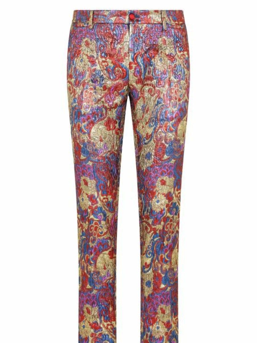 Men * | Dolce&Gabbana Jacquard Slim Tailored Pants For Men