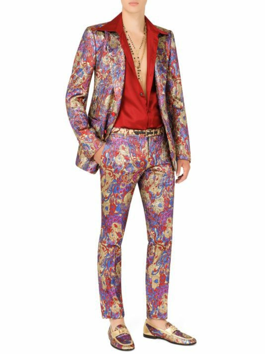 Men * | Dolce&Gabbana Jacquard Slim Tailored Pants For Men