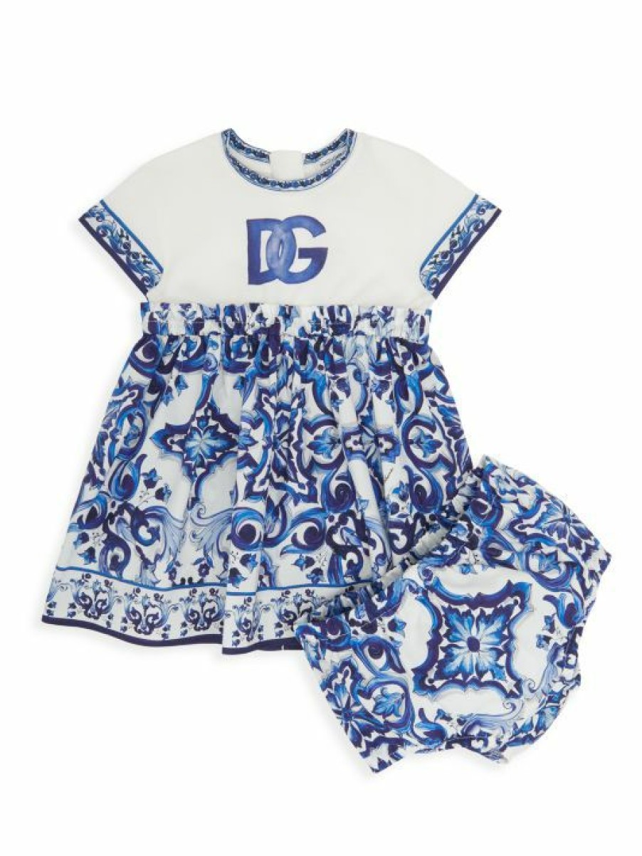 Kids * | Dolce&Gabbana Baby Girl'S Majolica Dress & Bloomers Set For Kids