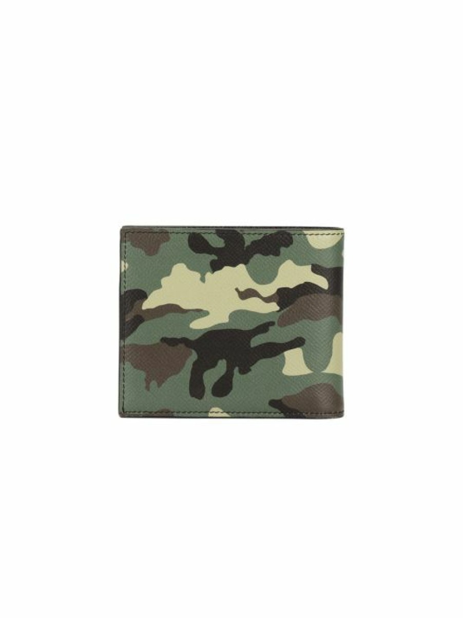 Accessories * | Dolce&Gabbana Camo Leather Bi-Fold Wallet For Men