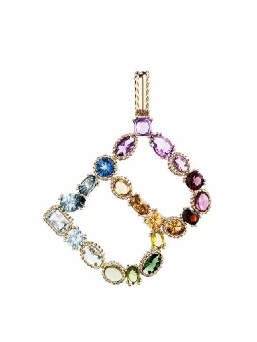 Jewelry * | Dolce&Gabbana Rainbow Alphabet 18K Gold & Gemstone Initial B Pendant Necklace