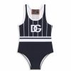 Kids * | Dolce&Gabbana Little Girl'S & Girl'S Contrast Logo Striped Swimsuit For Kids