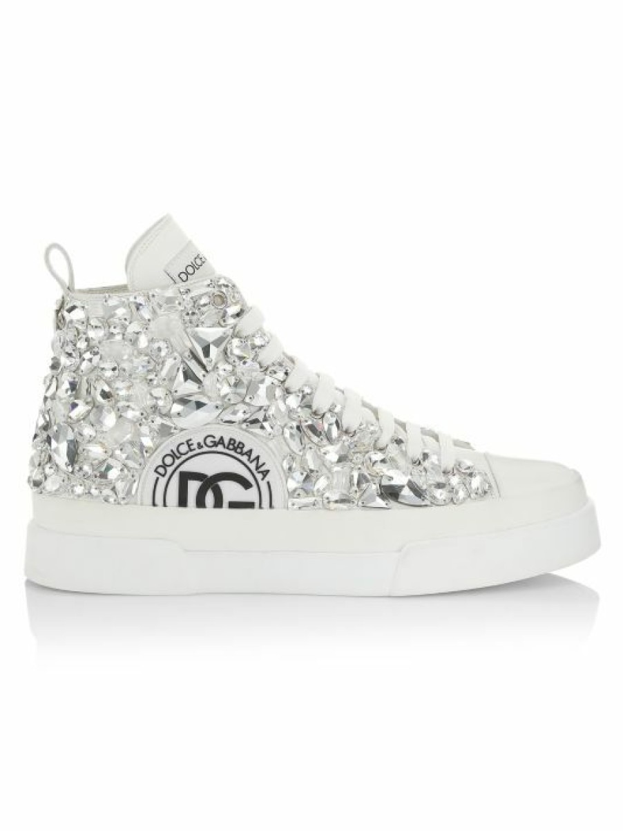 Men * | Dolce&Gabbana Portofino Crystal-Embellished Lace-Up Sneakers For Men