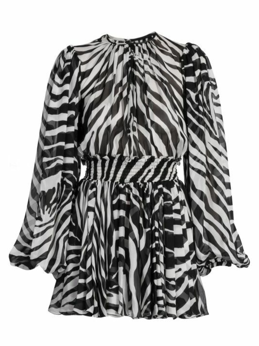 Women'S Clothing * | Dolce&Gabbana Zebra Print Silk Chiffon Minidress