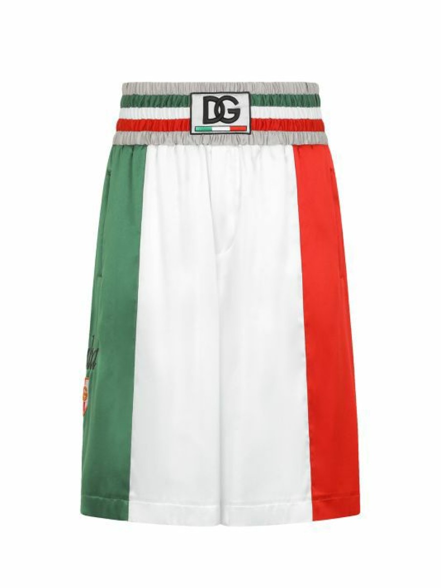 Men * | Dolce&Gabbana Tricolor Satin Pull-On Shorts For Men