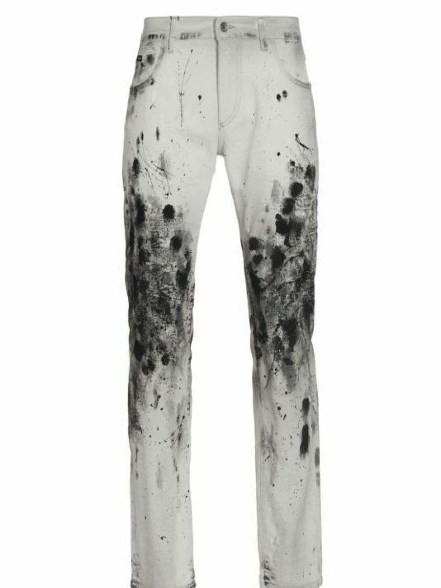 Men * | Dolce&Gabbana Dripping Cotton Jeans For Men