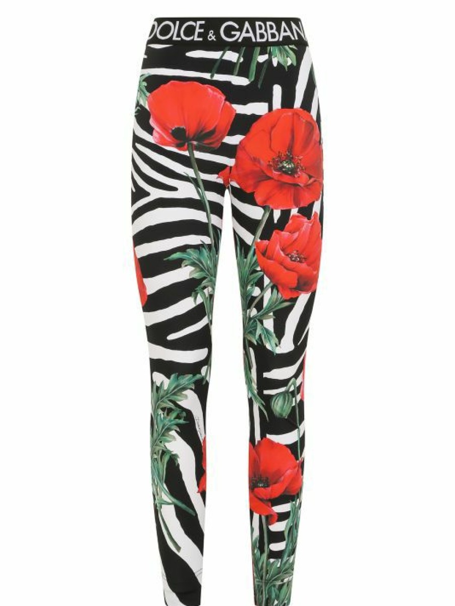 Men * | Dolce&Gabbana Poppy & Zebra-Print Leggings