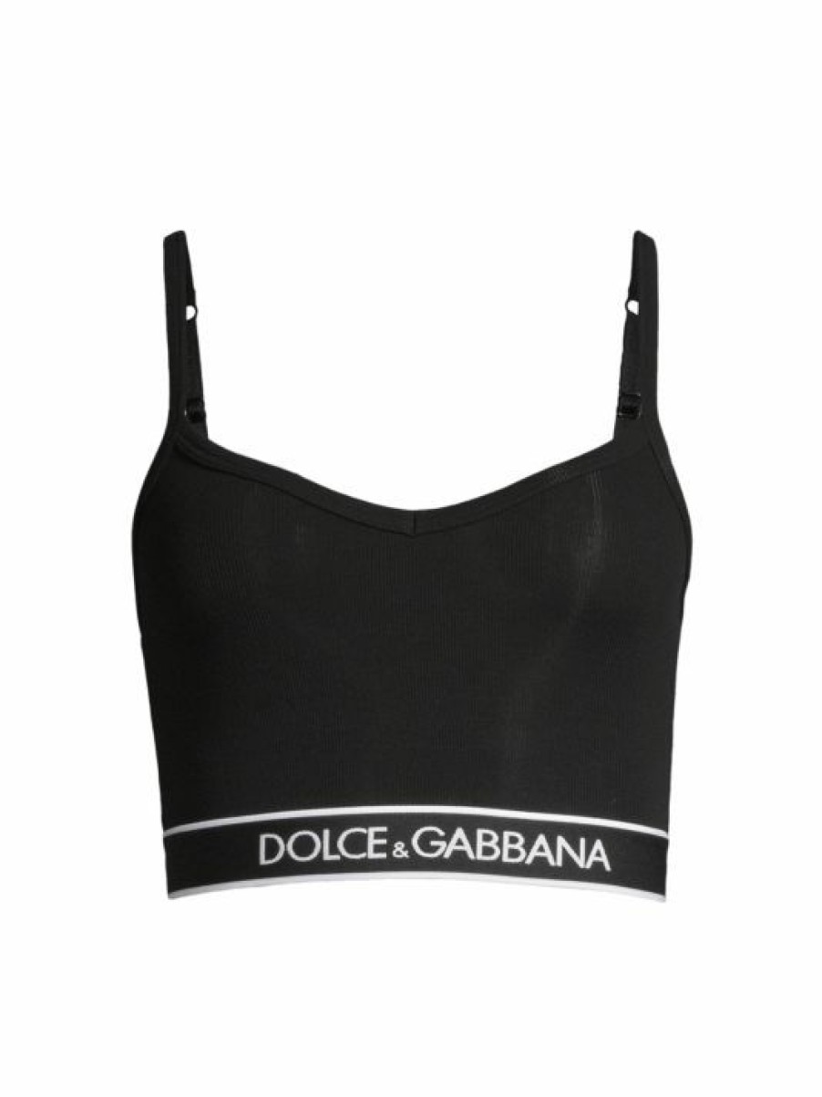 Women'S Clothing * | Dolce&Gabbana Logo Band Crop Top Bianco Ottico