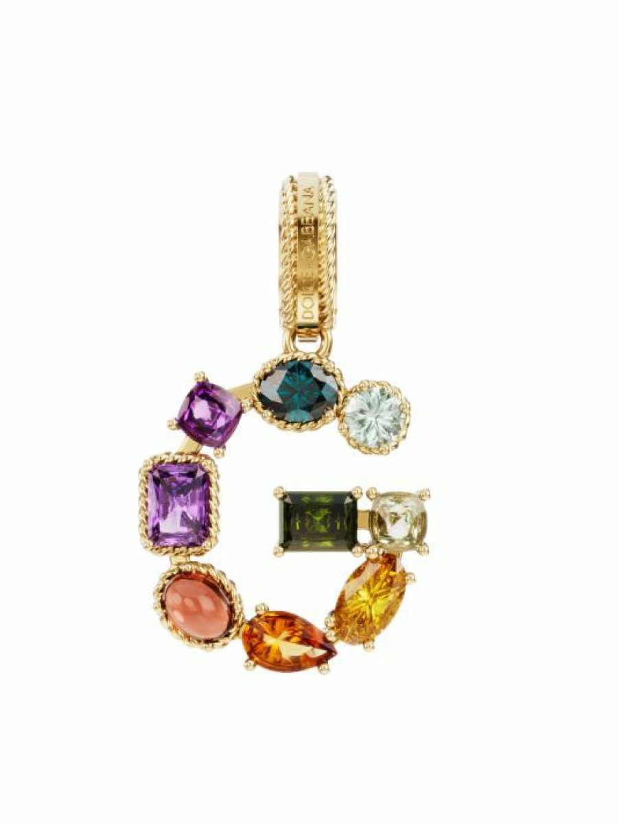 Jewelry * | Dolce&Gabbana Rainbow Alphabet 18K Yellow Gold & Multi Gemstone Initial G Charm