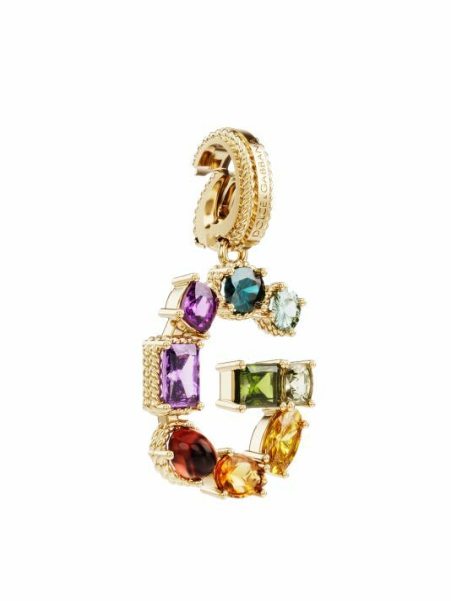 Jewelry * | Dolce&Gabbana Rainbow Alphabet 18K Yellow Gold & Multi Gemstone Initial G Charm