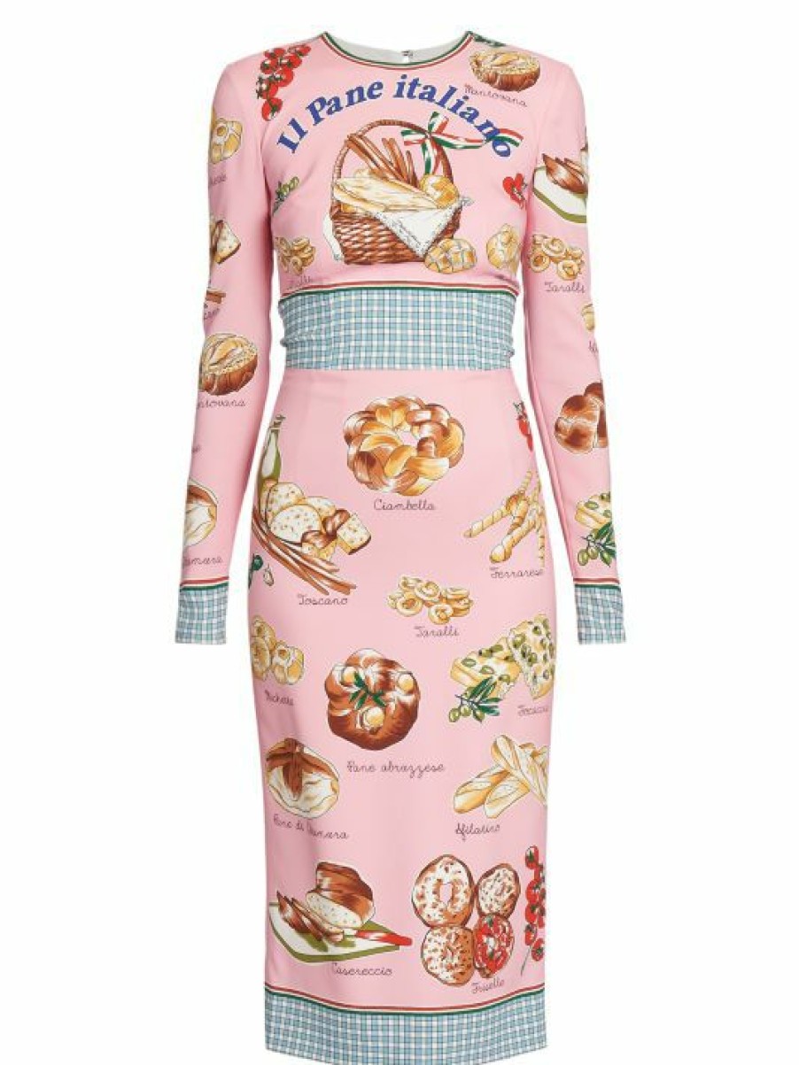 Women'S Clothing * | Dolce&Gabbana Capri Painterly Food-Print Midi-Dress