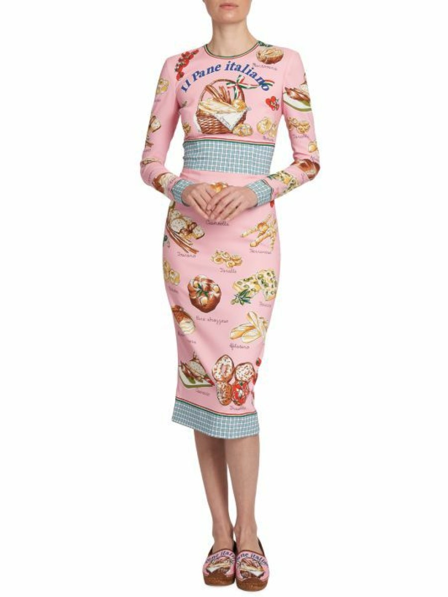 Women'S Clothing * | Dolce&Gabbana Capri Painterly Food-Print Midi-Dress