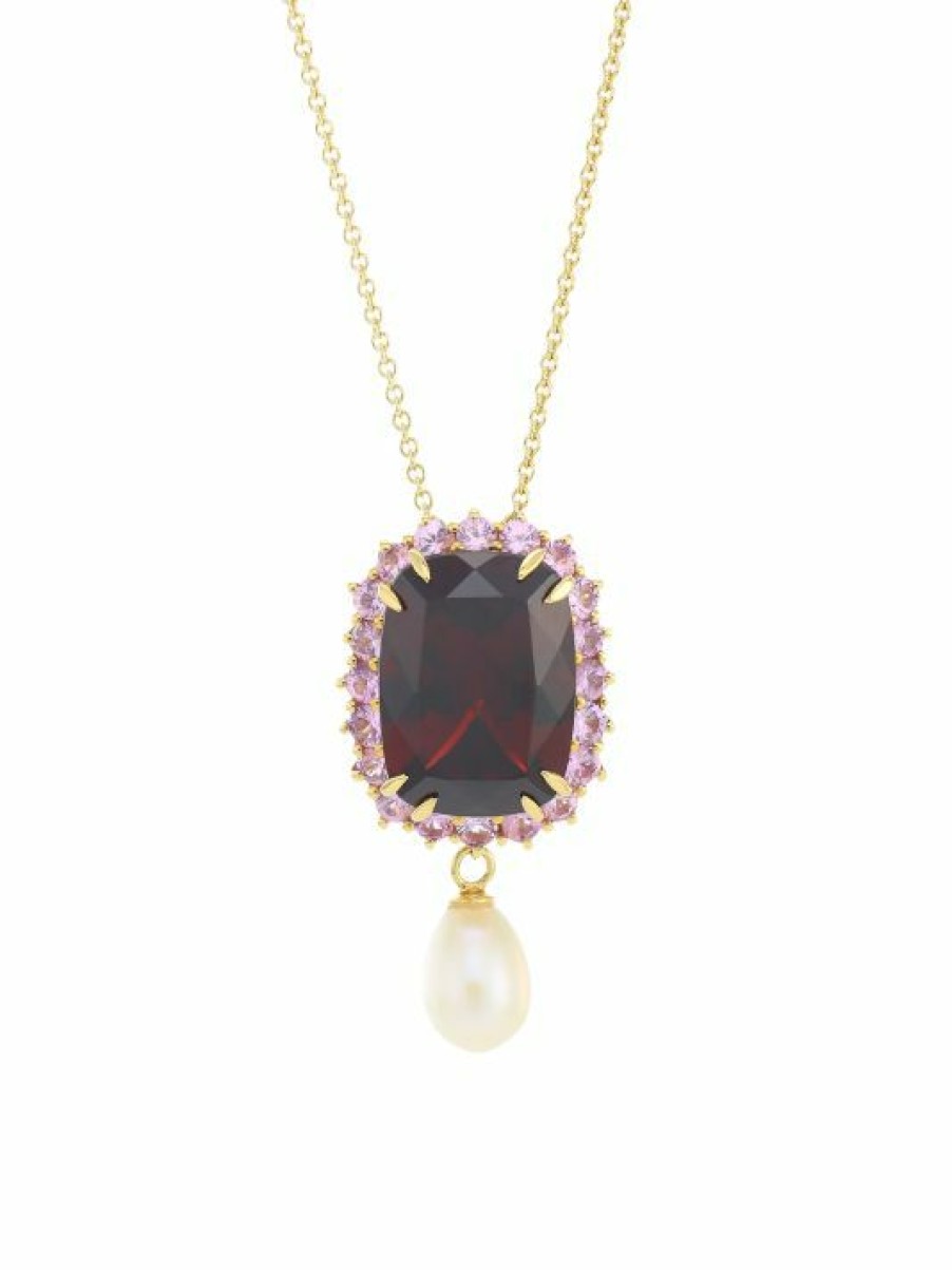 Jewelry * | Dolce&Gabbana 18K Yellow Gold, 7-8Mm Freshwater Pearl Drop & Rhodolite Garnet Pendant Necklace