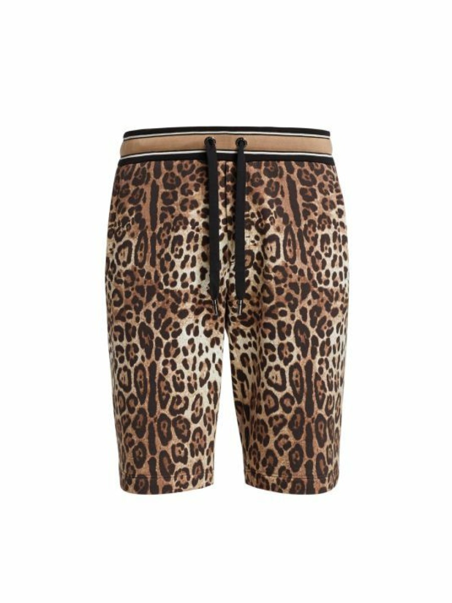 Men * | Dolce&Gabbana Leopard-Print Cotton Jogger Shorts For Men