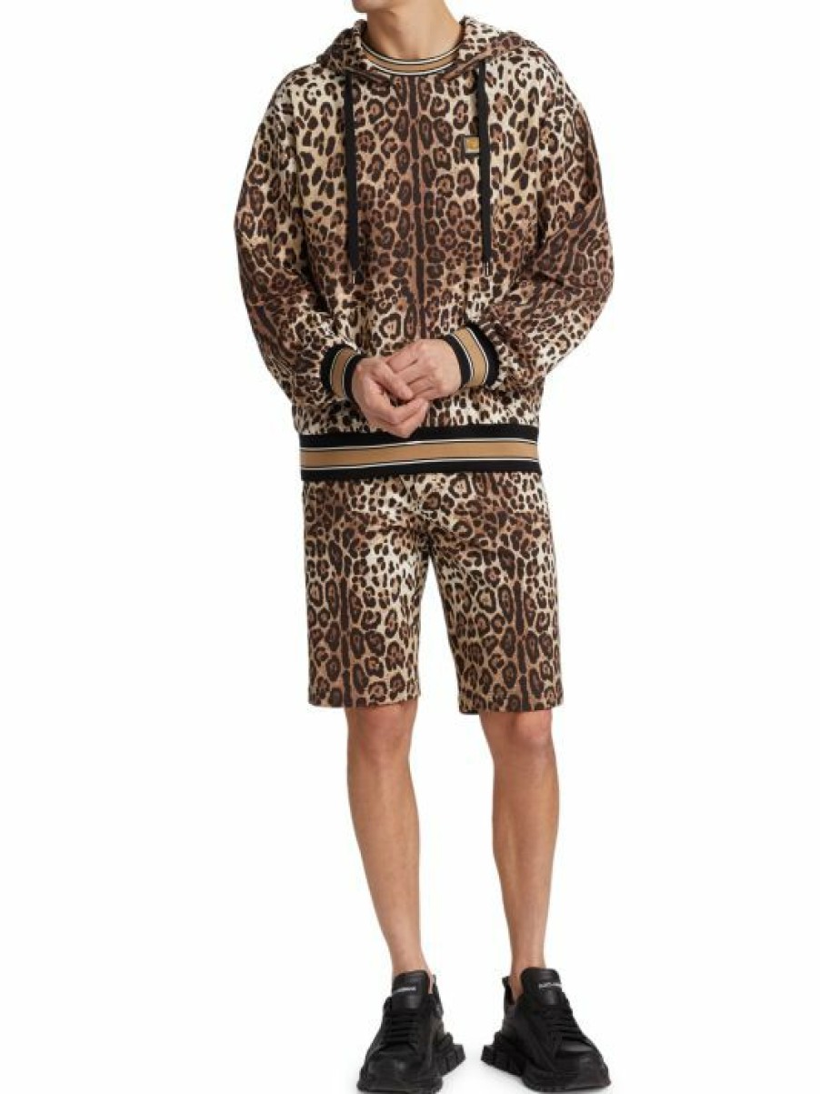 Men * | Dolce&Gabbana Leopard-Print Cotton Jogger Shorts For Men