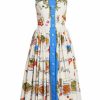 Women'S Clothing * | Dolce&Gabbana Capri Painterly Fit & Flare Midi-Dress