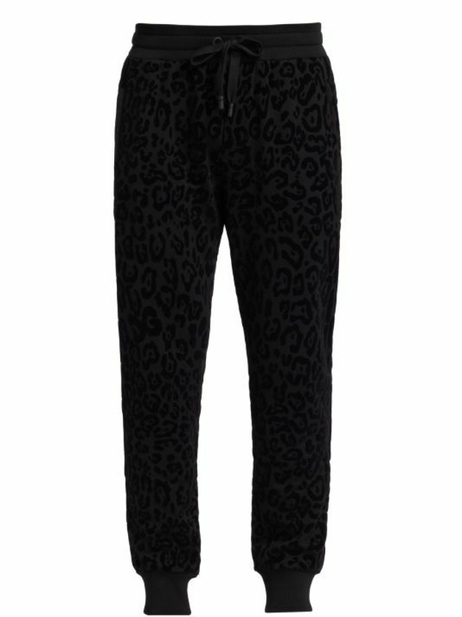 Men * | Dolce&Gabbana Tonal Leopard Flocked-Print Joggers For Men