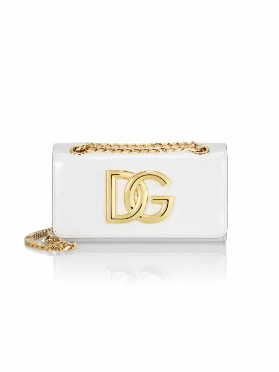 Handbags * | Dolce&Gabbana Dg Logo Patent Leather Clutch-On-Chain