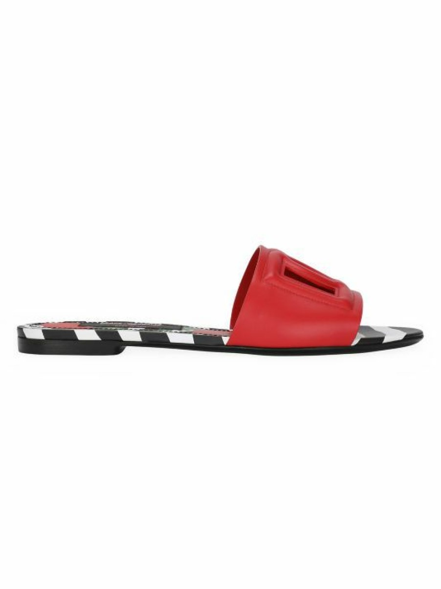 Men * | Dolce&Gabbana Dg Interlocking Leather Slides