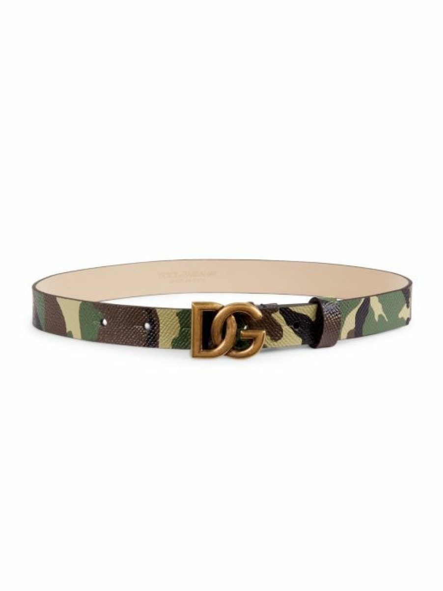 Kids * | Dolce&Gabbana Camo Logo Buckle Belt For Kids