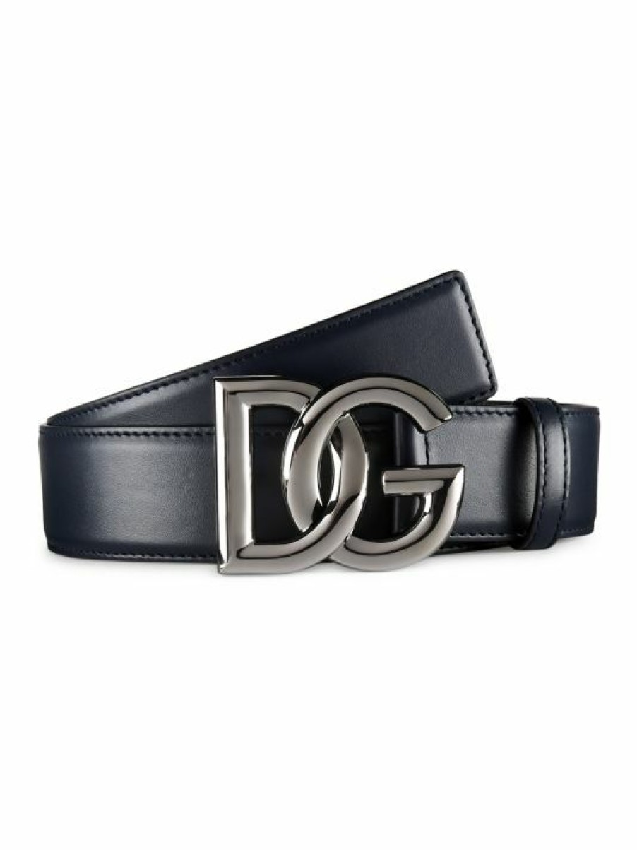 Accessories * | Dolce&Gabbana Crossed Logo Buckle Leather Belt For Men