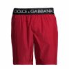 Men * | Dolce&Gabbana Logo Waistband Swim Trunks For Men Black