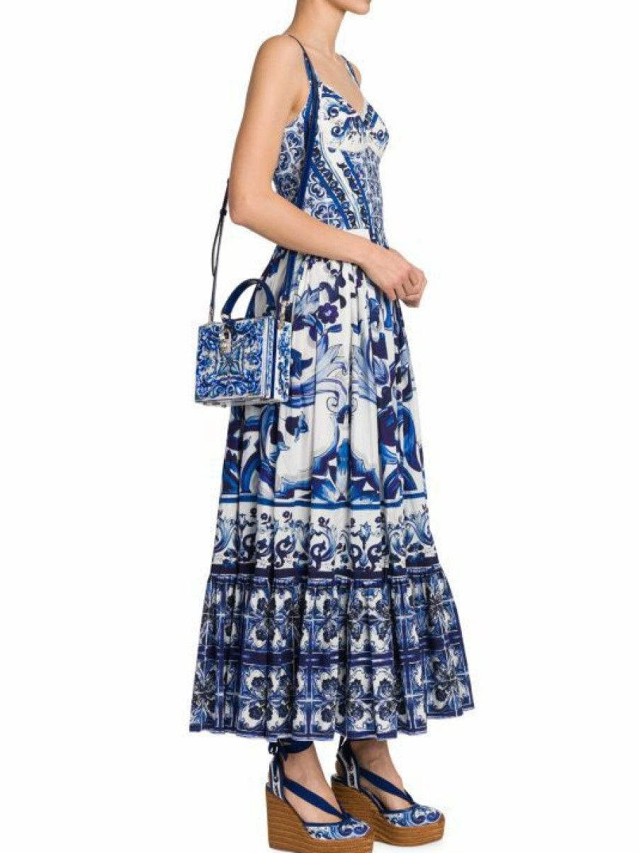 Women'S Clothing * | Dolce&Gabbana Blu Mediterraneo Painterly Fit & Flare Maxi Dress