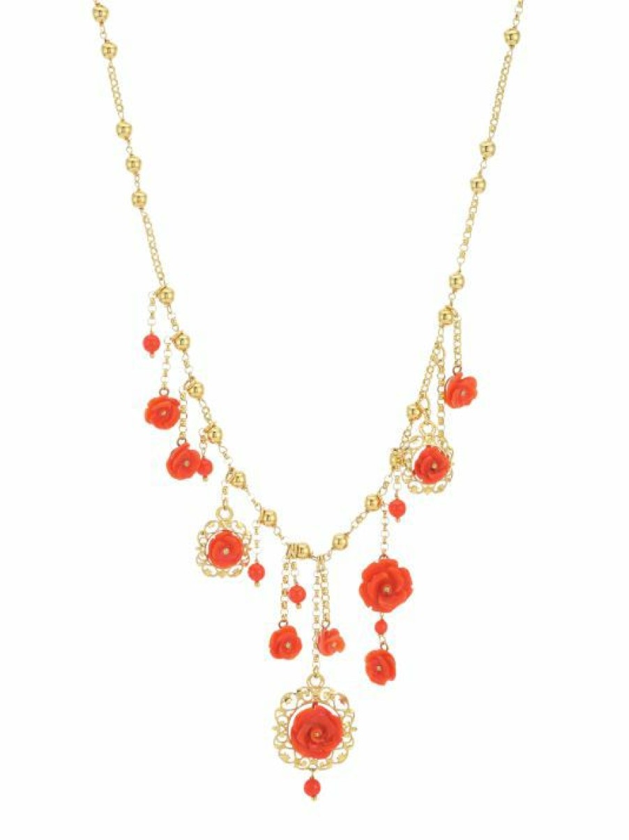 Jewelry * | Dolce&Gabbana 18K Yellow Gold Coral Rose Necklace