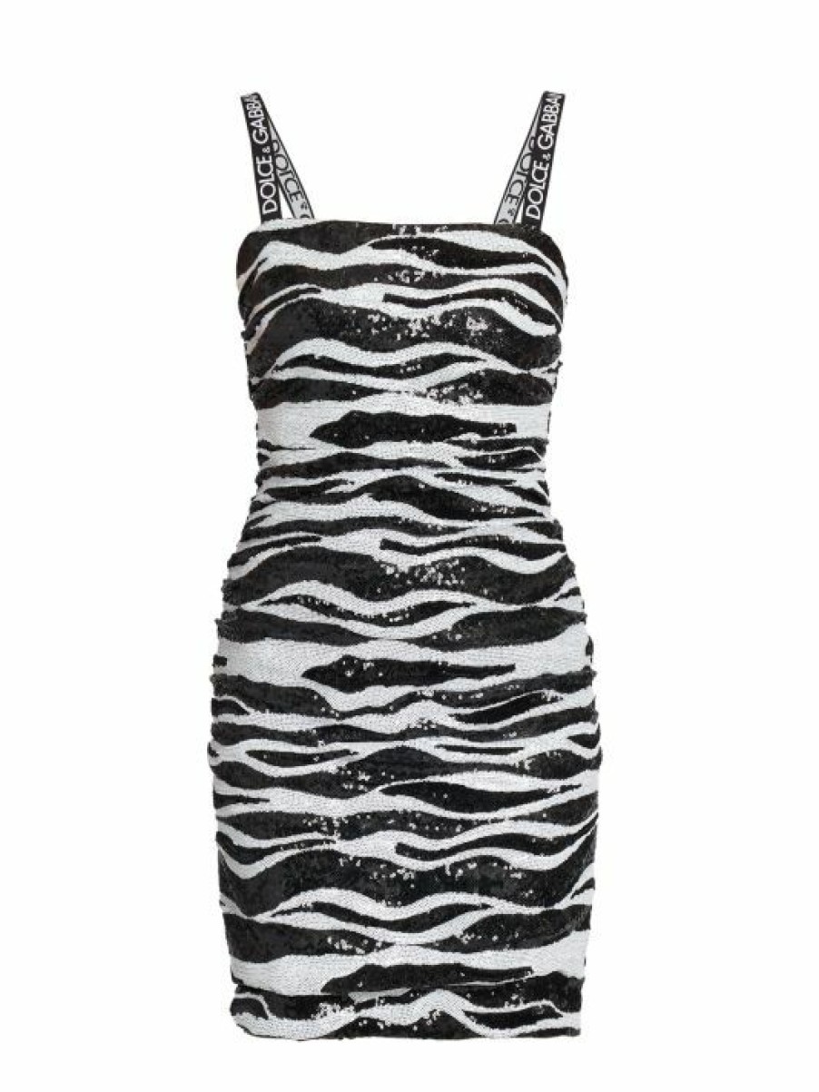 Women'S Clothing * | Dolce&Gabbana Zebra-Print Draped Sequin Minidress