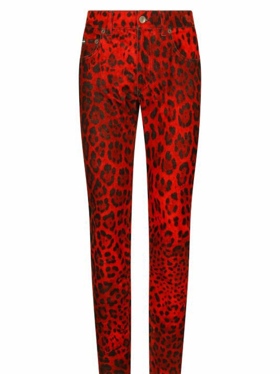 Men * | Dolce&Gabbana Velvet Leopard-Print Pants For Men