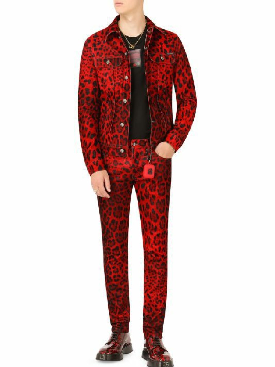 Men * | Dolce&Gabbana Velvet Leopard-Print Pants For Men