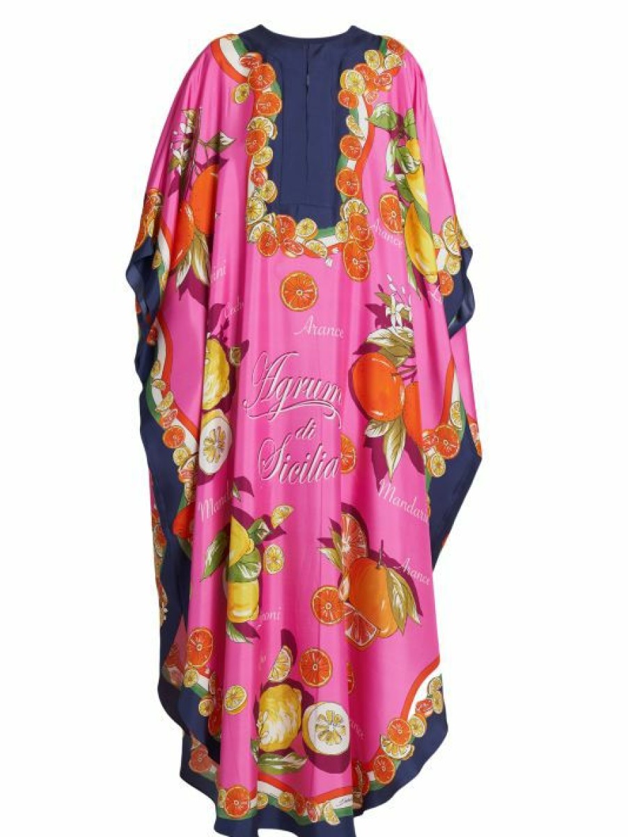 Women'S Clothing * | Dolce&Gabbana Capri Silk Painterly Fruit Kaftan