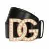 Accessories * | Dolce&Gabbana Dg Swarovski Logo Leather Belt