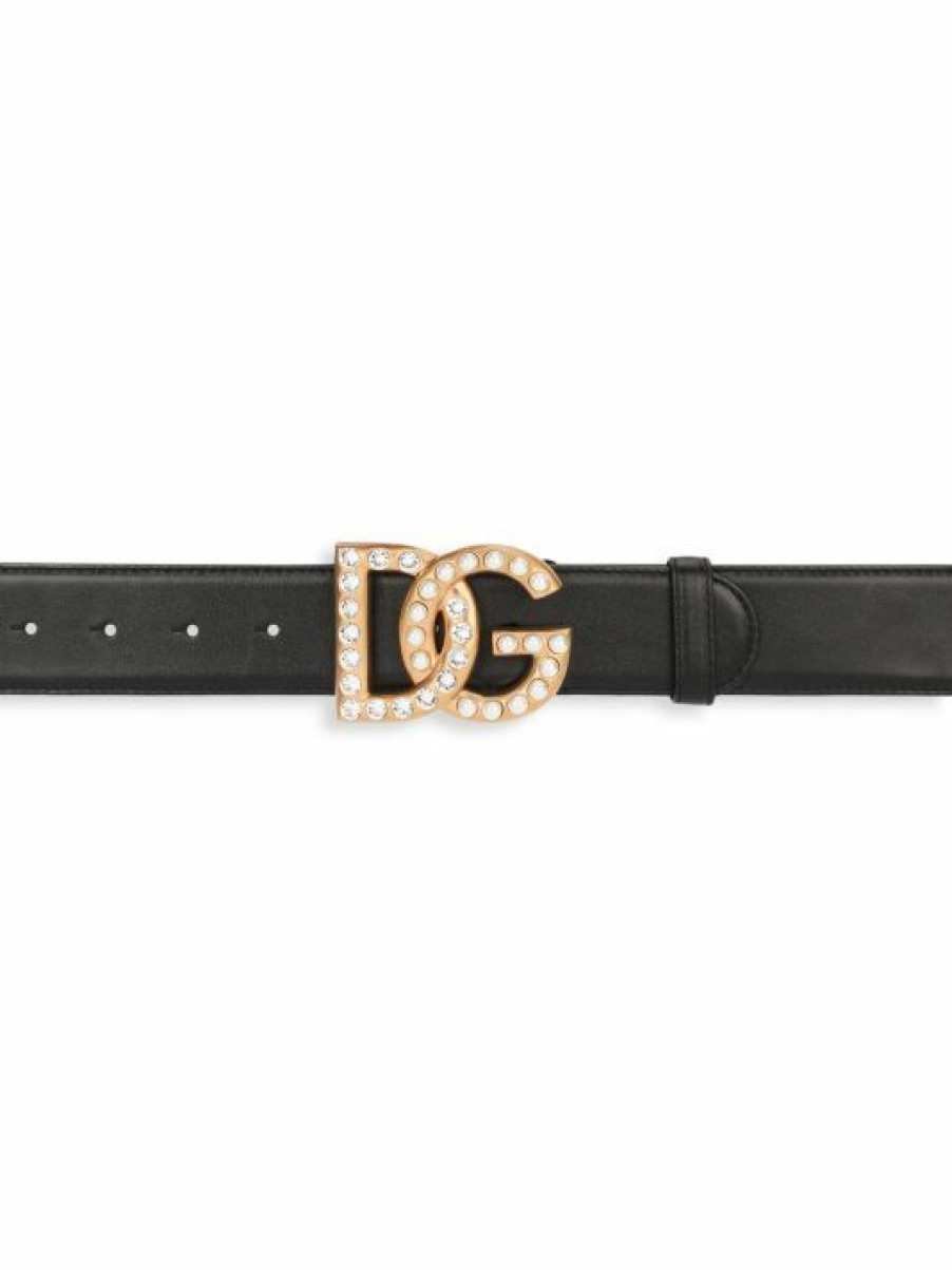 Accessories * | Dolce&Gabbana Dg Swarovski Logo Leather Belt