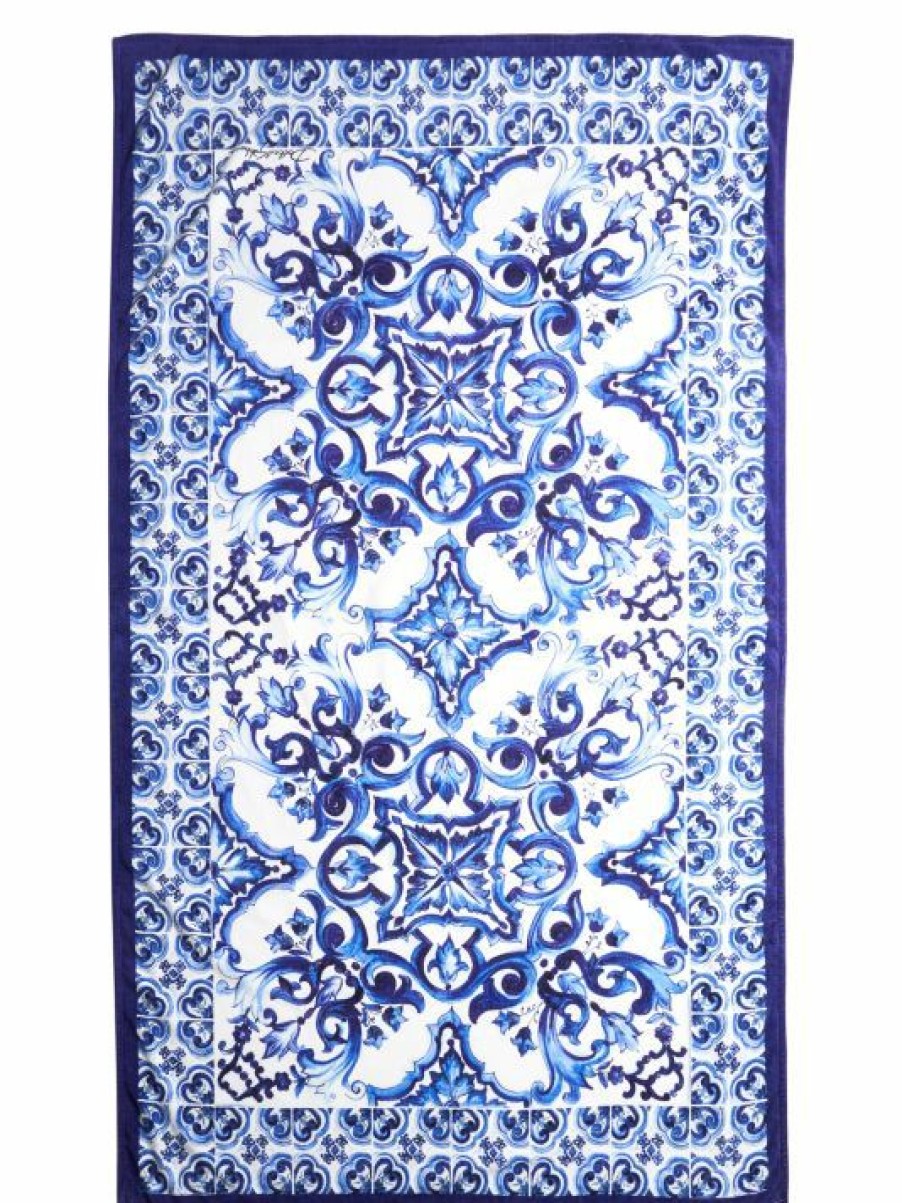 Bath * | Dolce&Gabbana Blu Mediterraneo Large Painterly-Print Towel