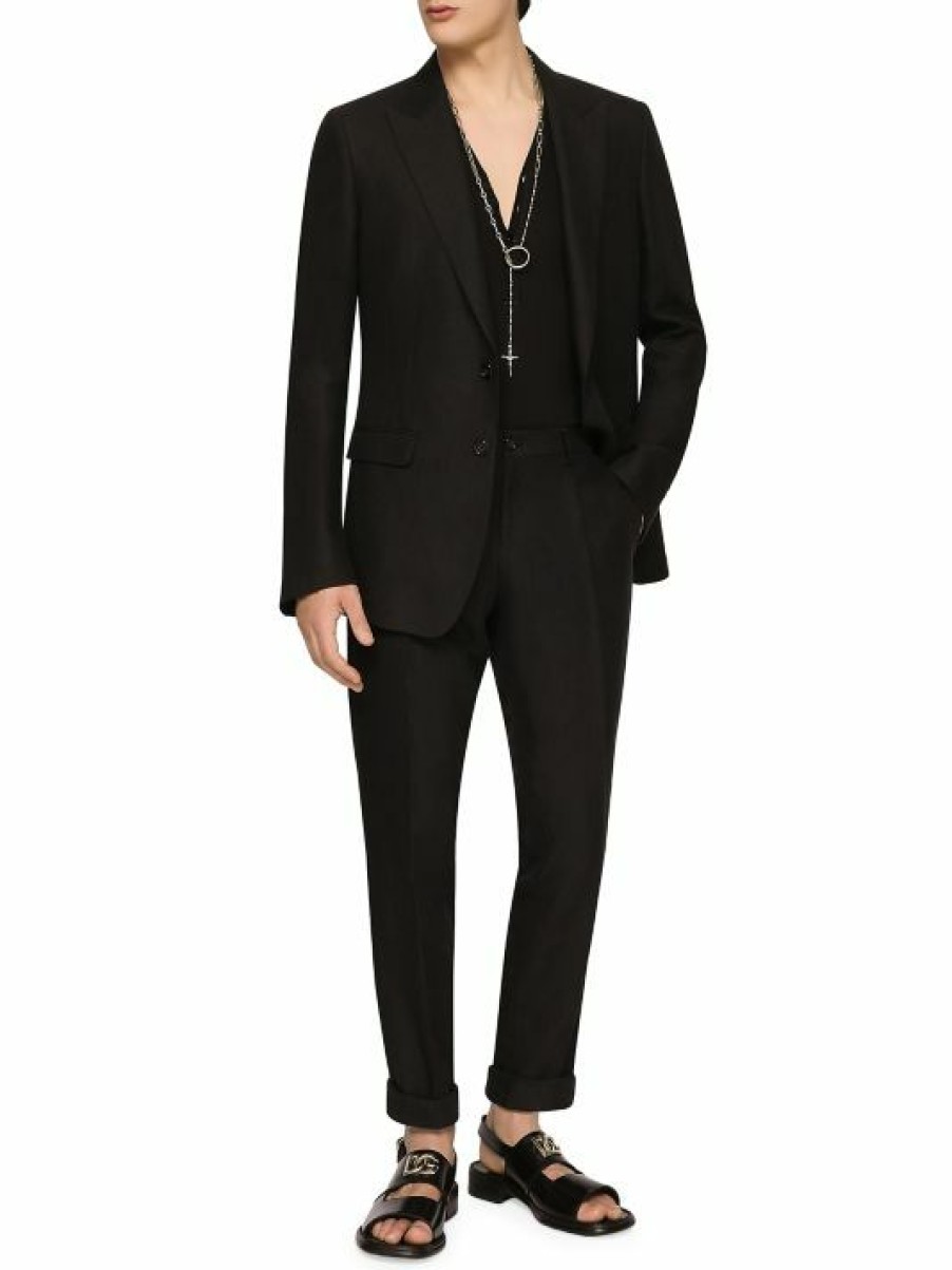 Men * | Dolce&Gabbana Single-Breasted Linen Suit For Men