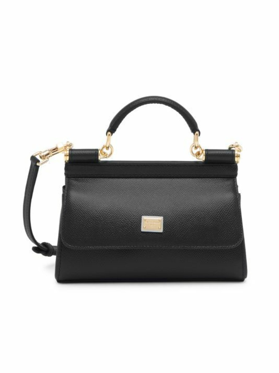 Handbags * | Dolce&Gabbana Small E/W Sicily Leather Top Handle Bag