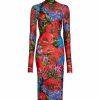 Women'S Clothing * | Dolce&Gabbana Floral Long-Sleeve Body-Con Midi-Dress