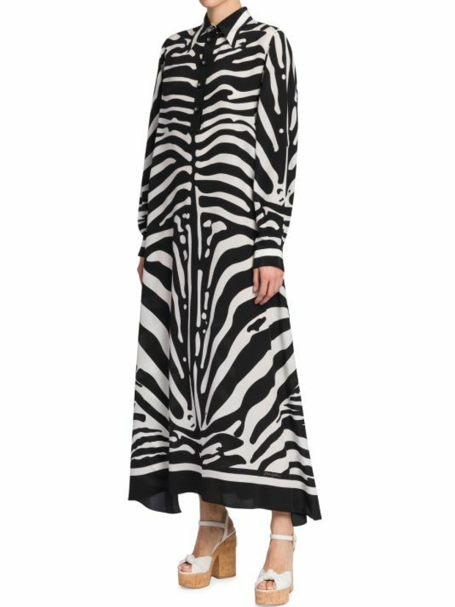 Women'S Clothing * | Dolce&Gabbana Zebra Zebra-Print Maxi Shirtdress