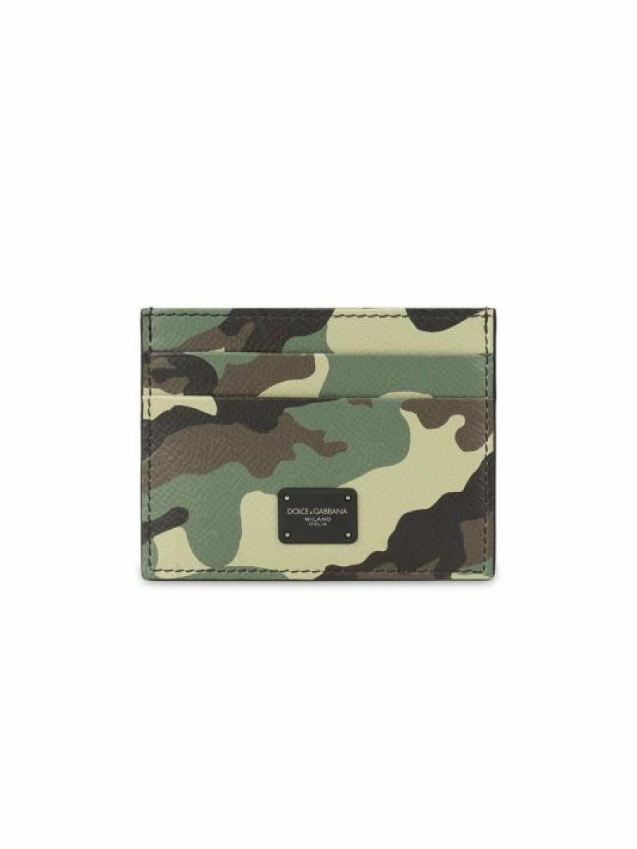 Accessories * | Dolce&Gabbana Flat Camo Leather Card Case For Men