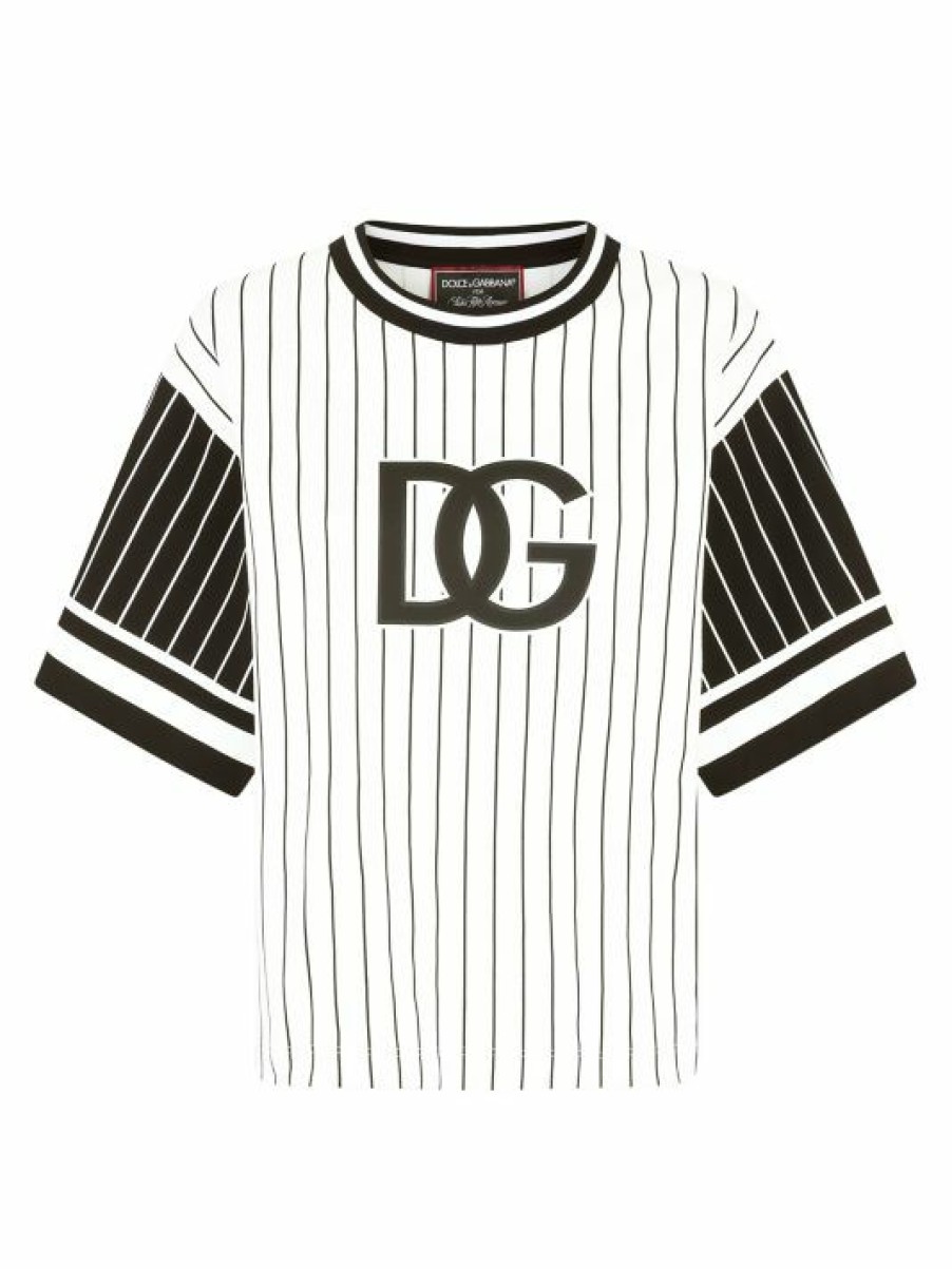 Men * | Dolce&Gabbana Striped Logo Baseball T-Shirt