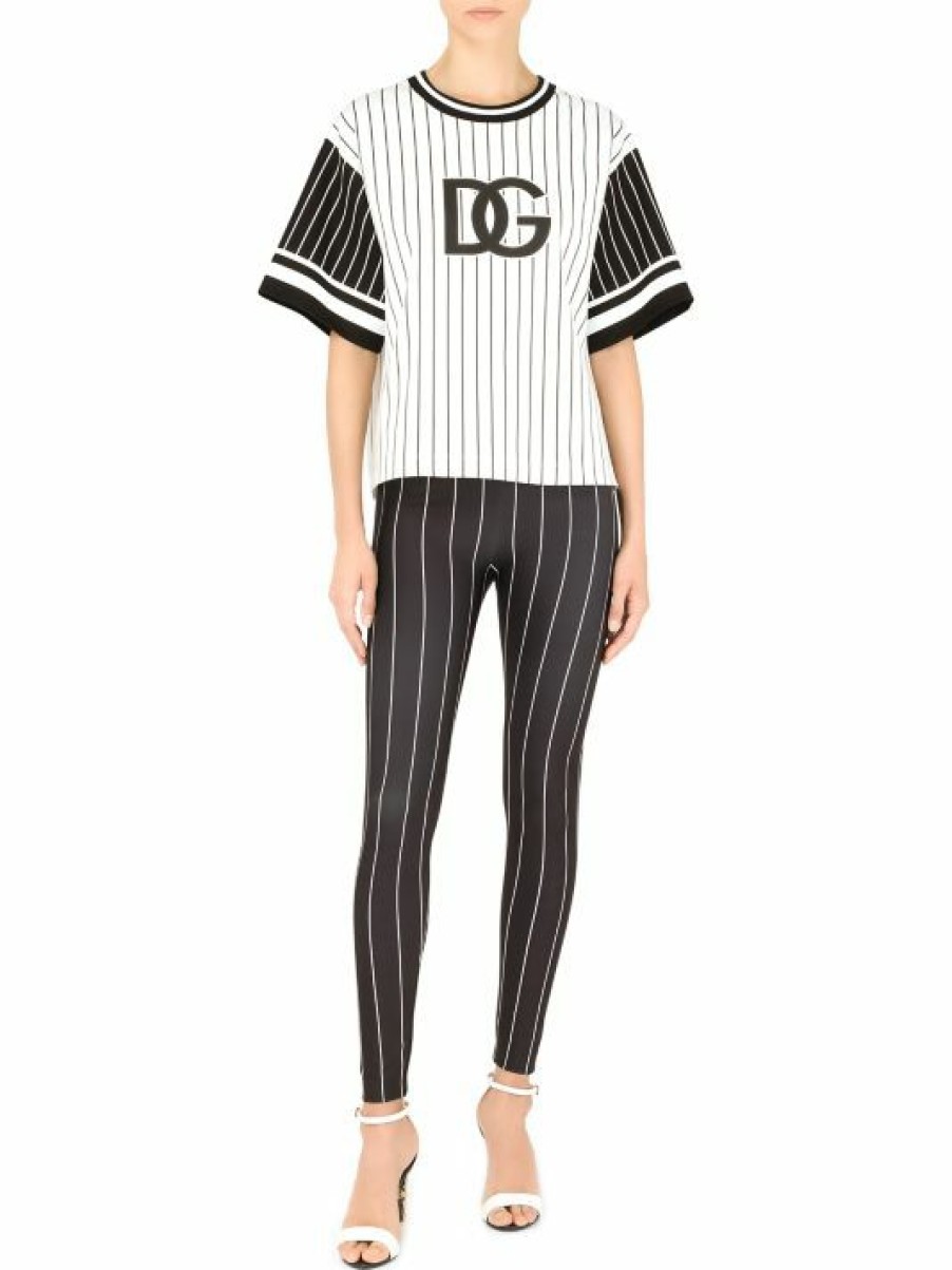 Men * | Dolce&Gabbana Striped Logo Baseball T-Shirt