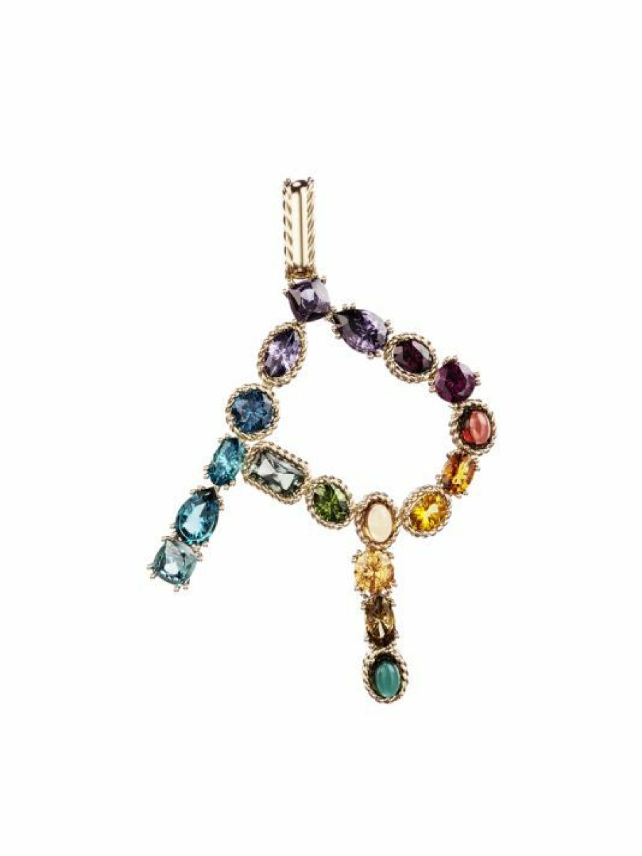 Jewelry * | Dolce&Gabbana Rainbow Alphabet 18K Gold & Gemstone Initial R Pendant Necklace