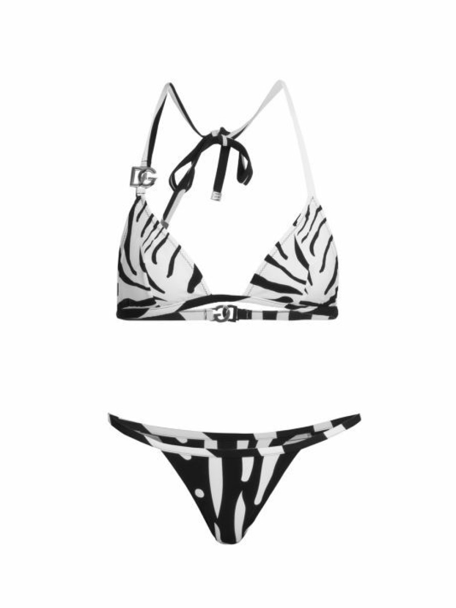 Women'S Clothing * | Dolce&Gabbana Zebra Zebra-Print Triangle Bikini Set